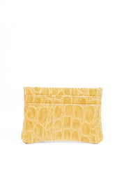 Card Holder in Yellow Crocodile